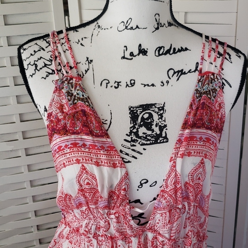 Free People Red and white intimately louche dress M - Picture 2 of 7